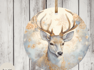 Deer with flowers Christmas Bauble