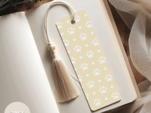 Cream pawprint Bookmark