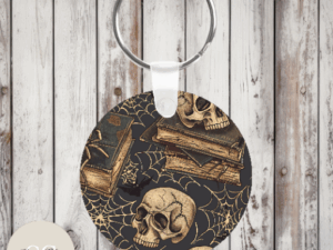 Skull and Books Keyring